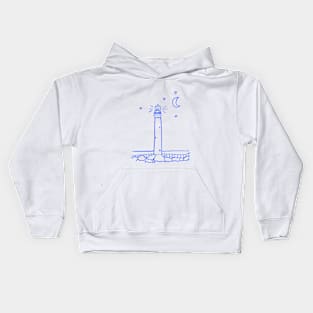 Lighthouse at Night Line Drawing Kids Hoodie